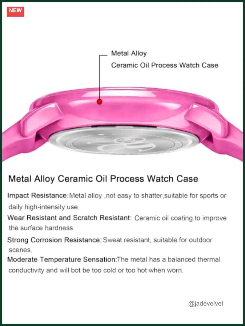 38mm Wrist Watch Ceramic Oil Finish Silicone Strap 3 ATM Easy Reader Analog